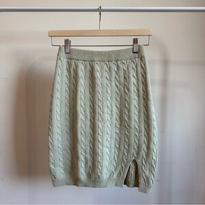 Princess Polly | Green Cable Knit Ribbed Skirt Size M/L